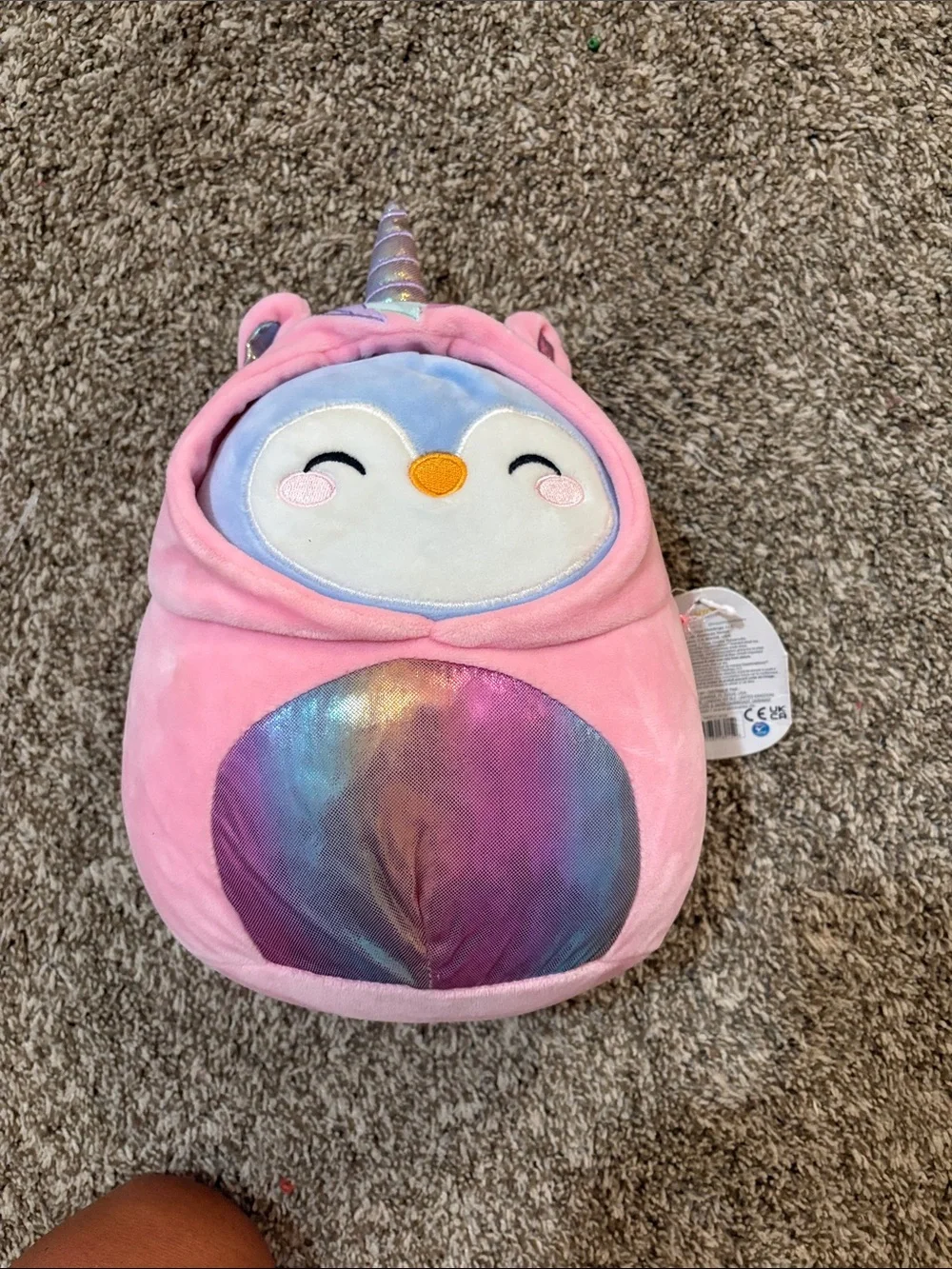 Squishmallows Pink Unicorn Penguin Plush with Iridescent Belly
